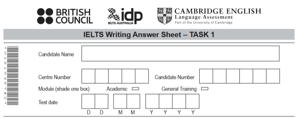 writing task 1 answer sheet
