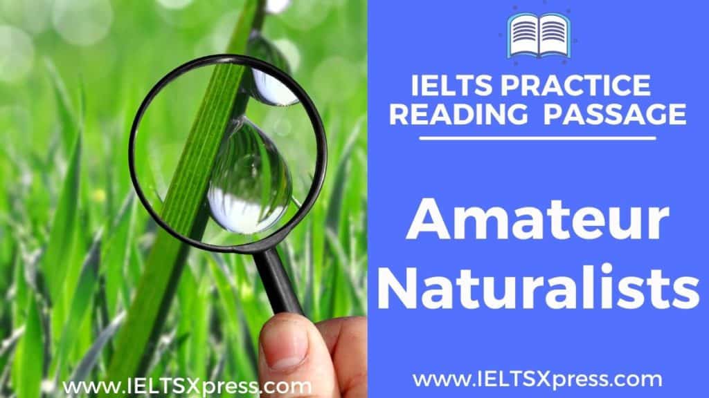 Amateur Naturalists ielts reading passage answers